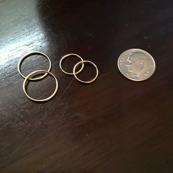 Solid 14K Gold Endless Hoops 15mm - Picture 8 of 8
